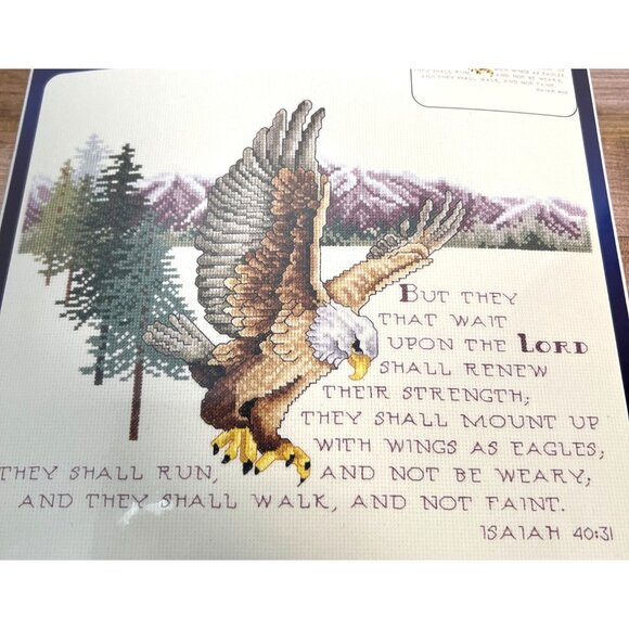 Designs For The Needle Counted Cross Stitch Kit With Eagle & Isaiah 40:31 Bible - Picture 1 of 6